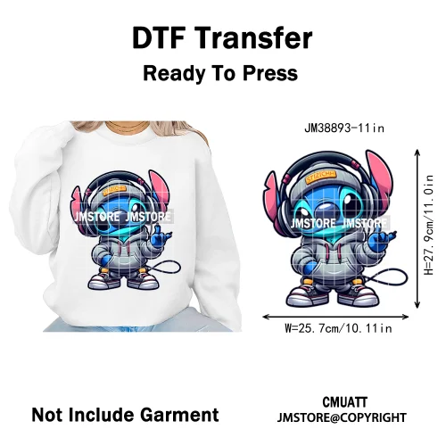 Urban Cartoon Character Streetwear Thermal Printing Iron on DTF Washable Transfers Stickers Ready to Press for Clothing Bags