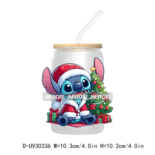 Merry Christmas Cartoon Mouse And Friends UV DTF Transfer Stickers Decals For Libbey Cold Cups Mugs Tumbler Xmas Bear Candy Cane