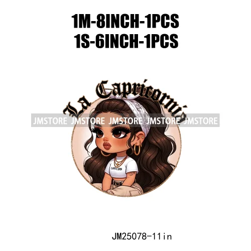 New Washable Chicana Chola Chibi Latina Spanish Zodiac Cute Girls DTF Iron On Transfers Stickers Ready To Press For Clothing