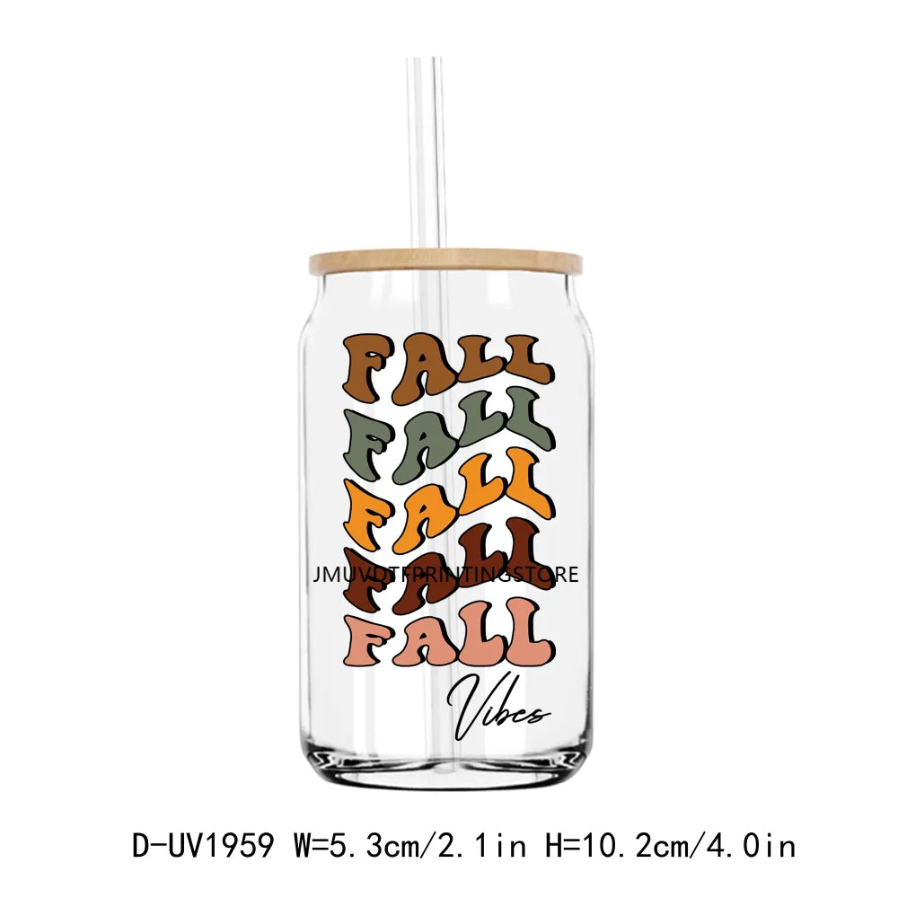 Hello Fall Babe Thanksgiving Mama Pumpkin UV DTF Transfers Stickers Decals For Libbey Cold Cups Mugs Tumbler Waterproof DIY Craf