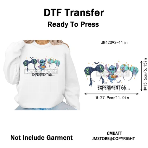 Movie Cartoon Character Coquette Kids Love Girly Halloween Iron on DTF Washable Transfers Stickers Ready to Press for Clothing