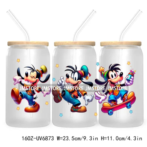 Cartoon Mouse Princess Friends 16OZ UV DTF Cup Wrap Transfers Stickers For Libbey Glass Can Cups Tumbler Waterproof Craft