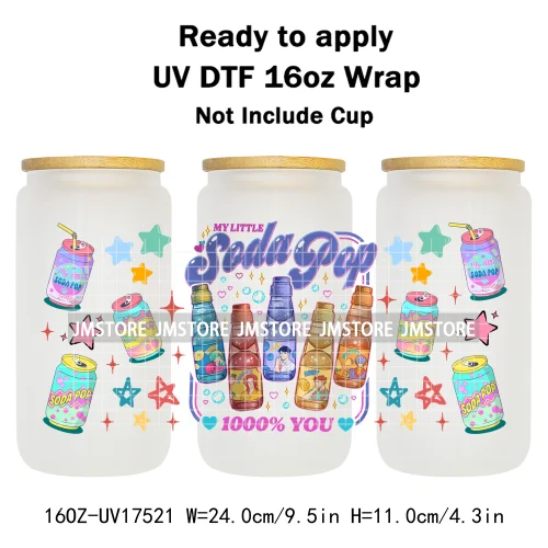 Kpop Demon Boy Band Soda Pop Hunter Girls 16OZ UV DTF Cup Wraps Ready To Apply Waterproof Transfer Stickers For Libbey Glass Can