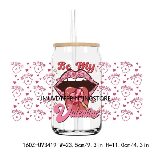 Love More Worry Less UV DTF Sticker For 16OZ Libbey Glass Cup Can Wrap Transfer Sticker Custom Labels DIY Logo XOXO Valentines