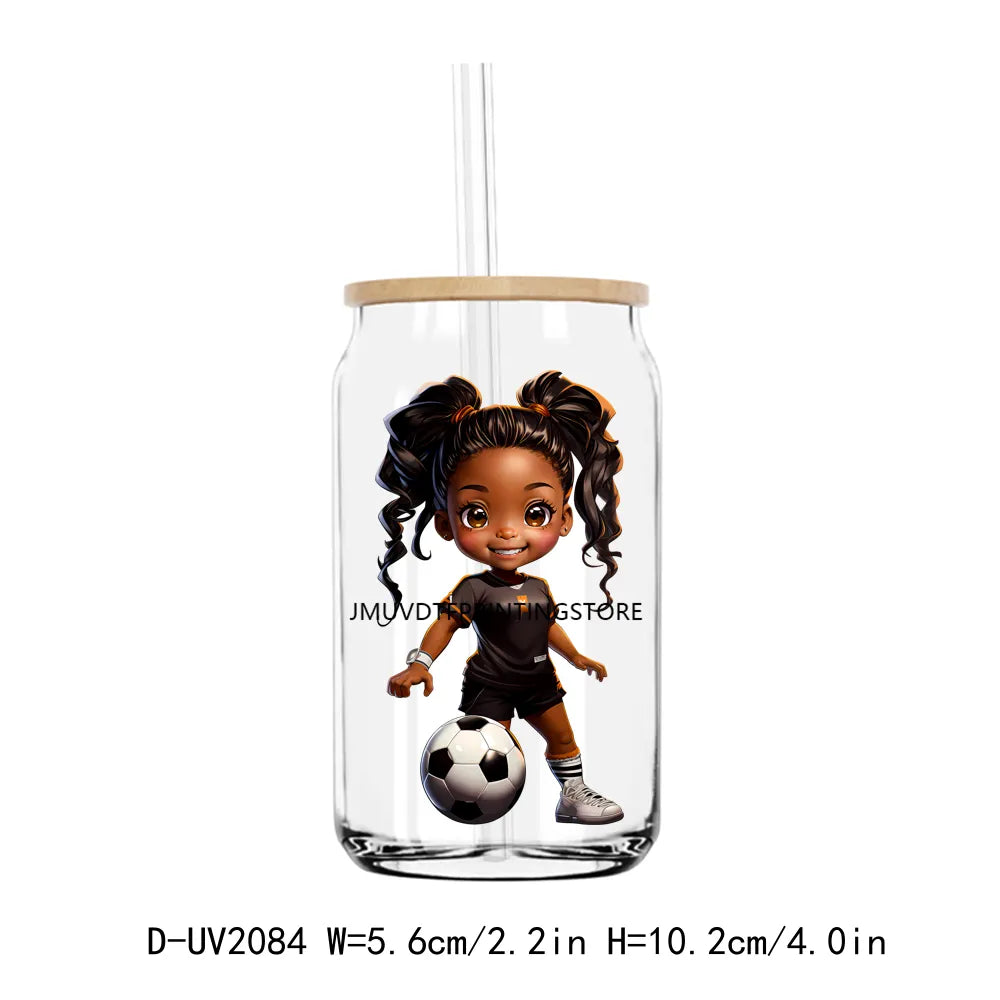 Afro Sport Girl Cheer Leader UV DTF Transfers Stickers Decals For Libbey Cold Cups Mugs Tumbler Waterproof DIY Craft