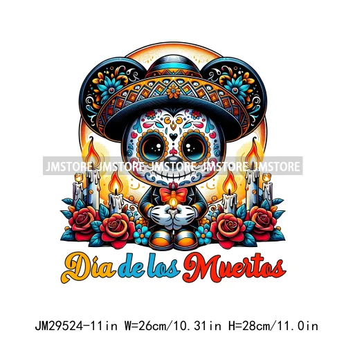 Dia De Los Muertos Mexicao Concha Ghost Cartoon Hispanic Halloween Iron On DTF Transfers Stickers Ready To Press For Clothing