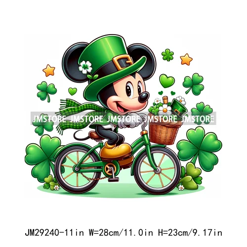 Cute Cartoon Character St Patrick's Irish Day Shamrock Lucky Vibes Iron On DTF Transfers Stickers Ready To Press For Hoodies