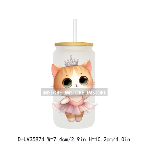 Dancing Cats Kittens Queen UV Sticker Decals For Libbey Cold Cups Mugs Tumbler Transfer Stickers Waterproof High Quality Labels