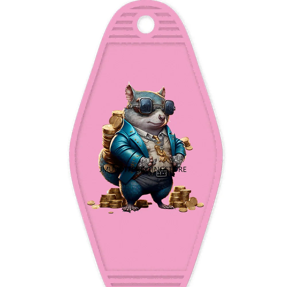 Cool Hustle Dog With Money High Quality WaterProof UV DTF Sticker For Motel Hotel Keychain Urban Street Teddy Bear