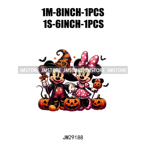 Cartoon Halloween Scary Cute Horror Characters Pumpkin Fall Vibes DTF Iron On Transfers Stickers Ready To Press For Clothing