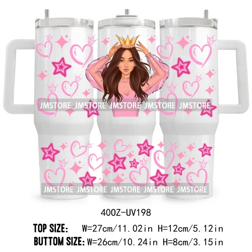 40OZ Tumbler Wrap Birthday Girl Cake Party UV DTF Cup Wraps Transfer Stickers Custom Labels Waterproof Logo Cute Queen Princess