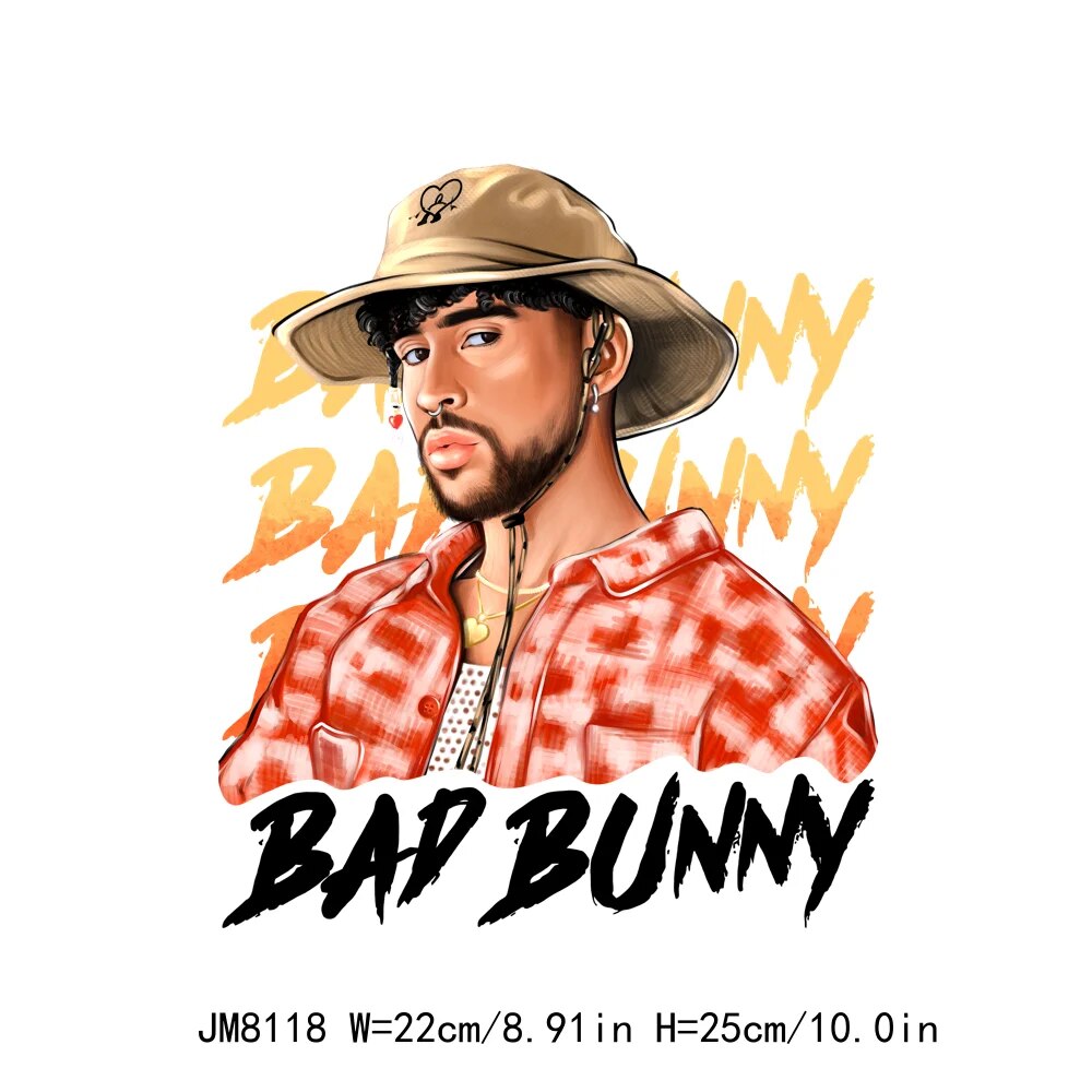 Cool Bad Bunny Un Verano Sweet Dream Clothing Decals Custom Patch Iron On Transfer Printing Sticker For Garment Decoration