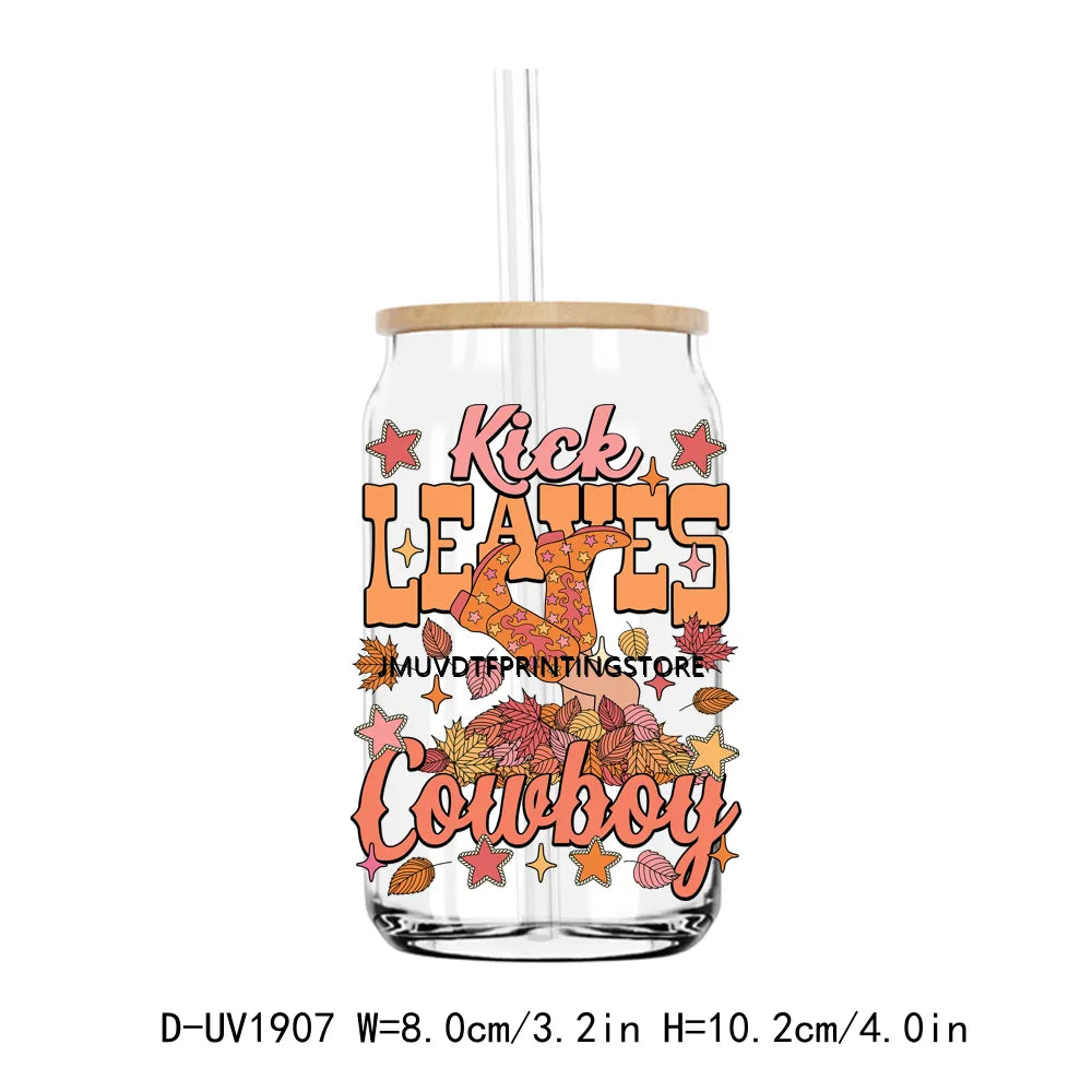 Cozy Pumpkin Sesaon Fall Vibes Leaves UV DTF Transfers Stickers Decals For Libbey Cold Cups Mugs Tumbler Waterproof DIY Craft