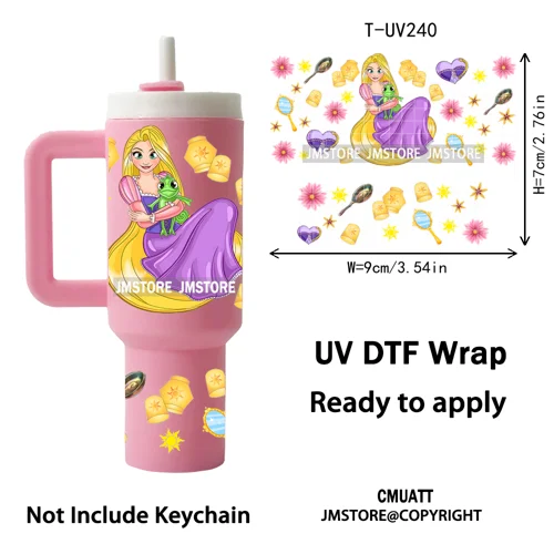 Princess Mirror Coquette Bow Family Vacation UV DTF Wraps Ready To Use Transfer Stickers Waterproof For Mini Tumbler Keychain