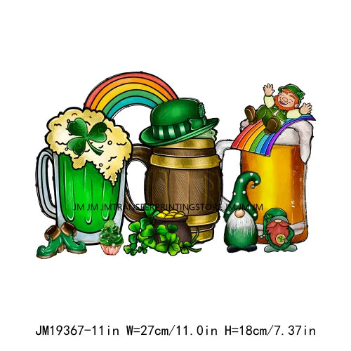 Shamrock Crusher Sassy litt lassie St Patricks Day Coffee Rainbow Gnomies Logos DTF Transfer Stickers Ready To Press For Hoodies