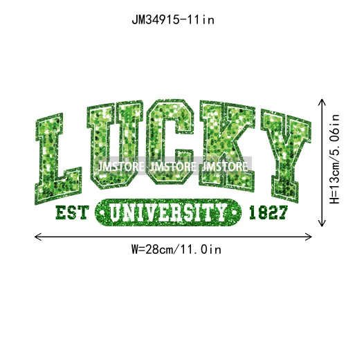 In My Lucky Era Faux Green Sequin Glitter St.Patrick's Lucky Charm Iron On DTF Transfers Stickers Ready To Press For Sweatshirts