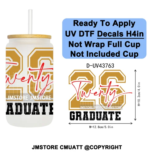 My Last First Day Senior 2026 UV DTF Cup Decals Ready To Apply Transfer Stickers Durable Custom Labels For Libbey Glass Can Mug