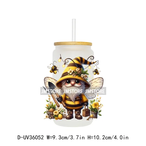 Honey Spring Bee Gnome Floral UV Sticker Decals For Libbey Cold Cups Mugs Tumbler Transfer Sticker Waterproof High Quality Label