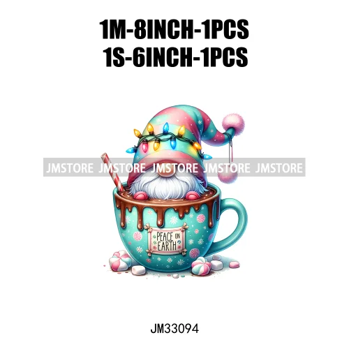 Cute Christmas Hot Cocoa Season Gnomes Sweet Winter Santa Quotes Iron On DTF Transfers Stickers Ready To Press T-shirts Bags