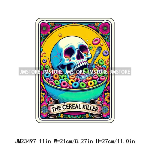 Snarky Funny Tarot Card Woman Sarcastic Skeleton Mother Witchy Vibes Skull Mama DTF Logos Transfer Stickers For Clothing