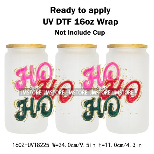 Holly Jolly Christmas Jesus Christian UV DTF Stickers Ready To Apply Cup Wrap Custom Labels DIY Craft For Libbey Glass Can Mugs