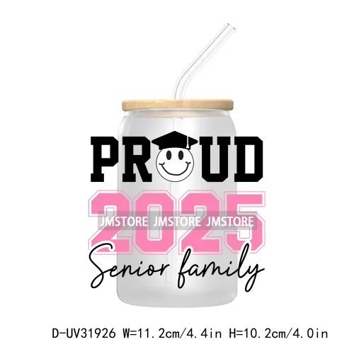 Senior 2025 College Grad UV Sticker Decals For Libbey Cold Cups Mugs Tumbler Transfer Stickers Waterproof Labels Graduation Cap