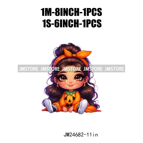 Funny Headband Hispanic Cute Latina Baby Girls Halloween Pumpkin Designs Iron On DTF Heat Press Transfer Stickers For Shirt Bags