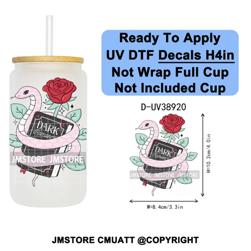 Fantasy Book Lover Gifts Positive Quotes UV DTF Decals Ready To Apply Waterproof Transfer Stickers For 16OZ Libbey Glass Can Cup