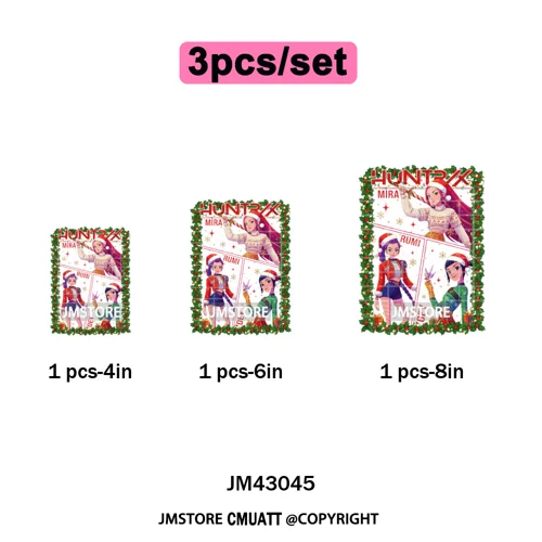 Kpop Hunters Merry Christmas Tiger Anime Lover Holiday Gift Iron on DTF Heat Transfers Stickers Ready to Press for Sweatshirts