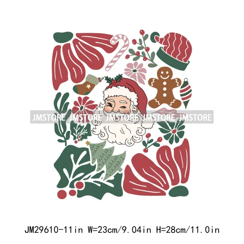 Merry And Bright Howdy Christmas Floral Santa Coquette Bow Tree Book Love Iron On DTF Heat Press Transfer Stickers For Clothes