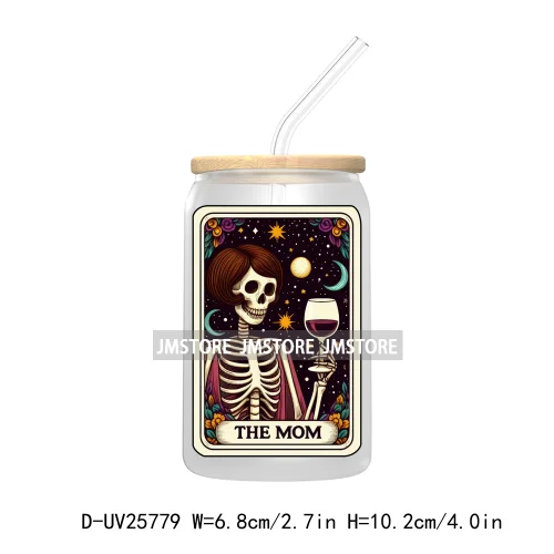 Sarcastic Sweary Skeleton Skull UV DTF Transfer Stickers Decals For Libbey Cold Cups Mugs Tumbler Custom Labels Funny Tarot Card