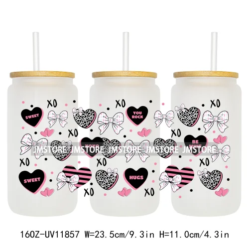 Western Puppy Cat Dog Valentines Day 16OZ UV DTF Cup Wrap Transfer Stickers Custom Labels Waterproof Logo For Libbey Glass Can