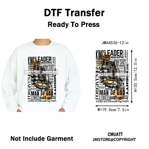 Bible Inspirational Quotes Black Prayer Men of God Religious Iron on Washable DTF Transfers Stickers Ready to Press for Textiles