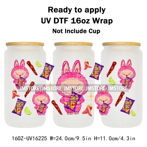 Cute Monster Doll Mexican Food Snacks UV DTF Wraps Transfer Stickers Waterproof High Quality For 16OZ Libbey Glass Can Tumbler