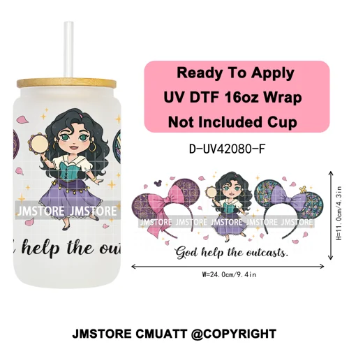 Coquette Bow Magical Cartoon Princess Halloween UV DTF Stickers Ready To Apply Cup Wrap High Quality For 16OZ Libbey Can Glass