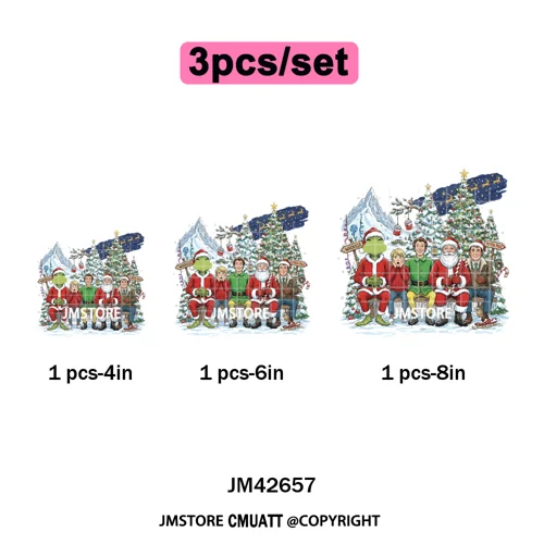 Ho Ho Ho Christmas Coquette Gifts Santa Cartoon Characters Iron on DTF Washable Transfers Stickers Ready to Press for Clothing