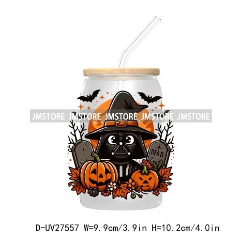 Cartoon Halloween Highland Cow UV DTF Transfer Stickers Decals For Libbey Cold Cups Mug Tumbler High Quality Labels Spooky Skull