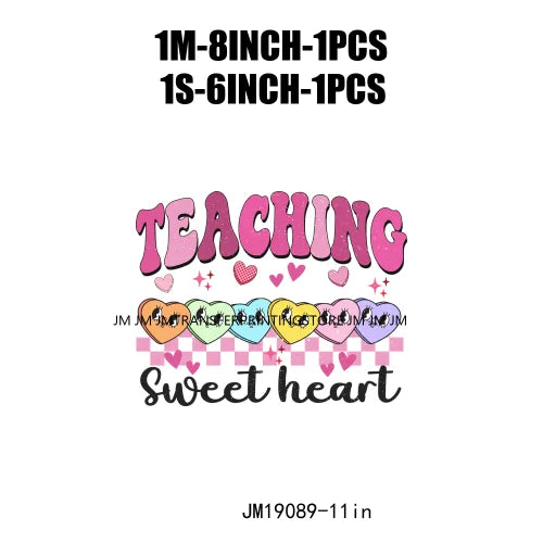 Retro Distressed Loved Teacher Mama Valentine Teaching Sweetheart DTF Heat Transfer Stickers Printing Ready To Press For Clothes