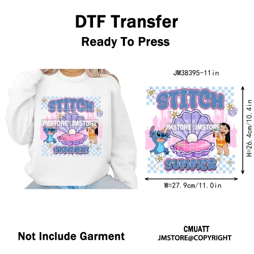 Cute Summer Holiday Life Palm Beach Vibes Cartoon Characters Coquette Iron on DTF Transfers Stickers Ready to Press for Clothing