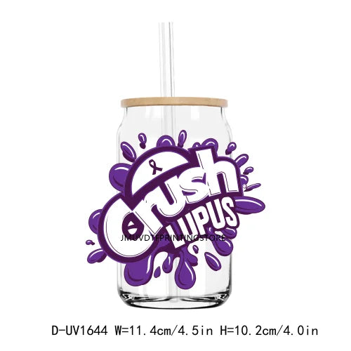 Crush Cancer Ribbon Awareness UV DTF Transfers Stickers Decals For Libbey Cold Cups Mugs Tumbler Waterproof DIY Craft