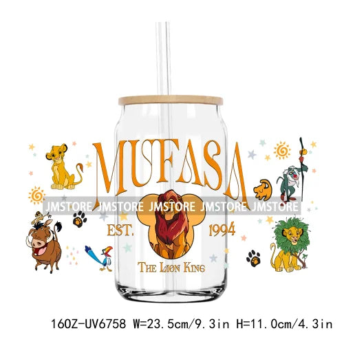 Cartoon Lion Tiger Princess 16OZ UV DTF Cup Wrap Transfers Stickers Custom Labels Durable Waterproof Logo For Libbey Glass Can