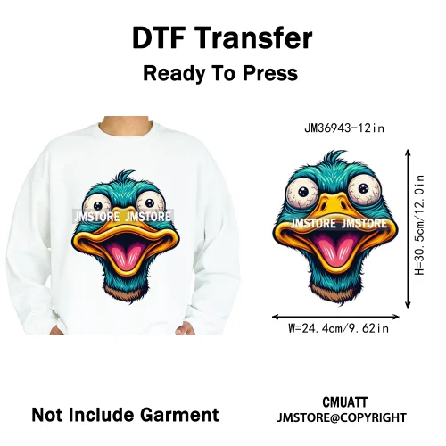 12in Cool Urban Trap Style King Animal Rich Ducks With Gold Chain Iron on DTF Heat Transfer Sticker Ready to Press for Clothing