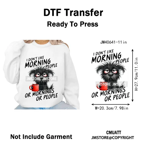 Funny Animal Snarky Inspire Quotes Dog Cat Sarcastic Saying Iron on DTF Washable Transfers Stickers Ready to Press for Clothes