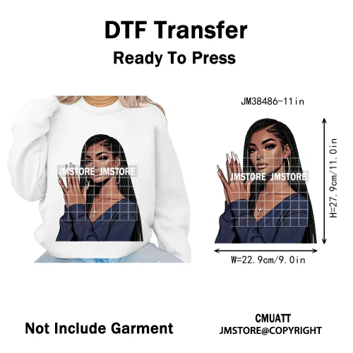 Motivational African Girls Melanin Queen Hope Faith Self Love Printing Iron on DTF Transfer Stickers Ready to Press for Clothing