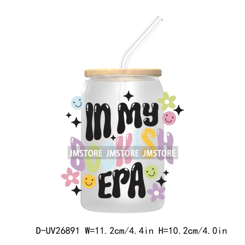 In My Bookish Era UV DTF Sticker For 16OZ Libbey Glass Cup Can Wrap Transfer Stickers Custom Labels Prints DIY Logo Be Kindness