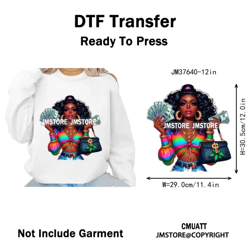 12in Glossy Dripping Lips Streetwear Graffiti Trap Girls Iron on DTF Thermal Transfer Stickers Ready to Press for Woman Clothing