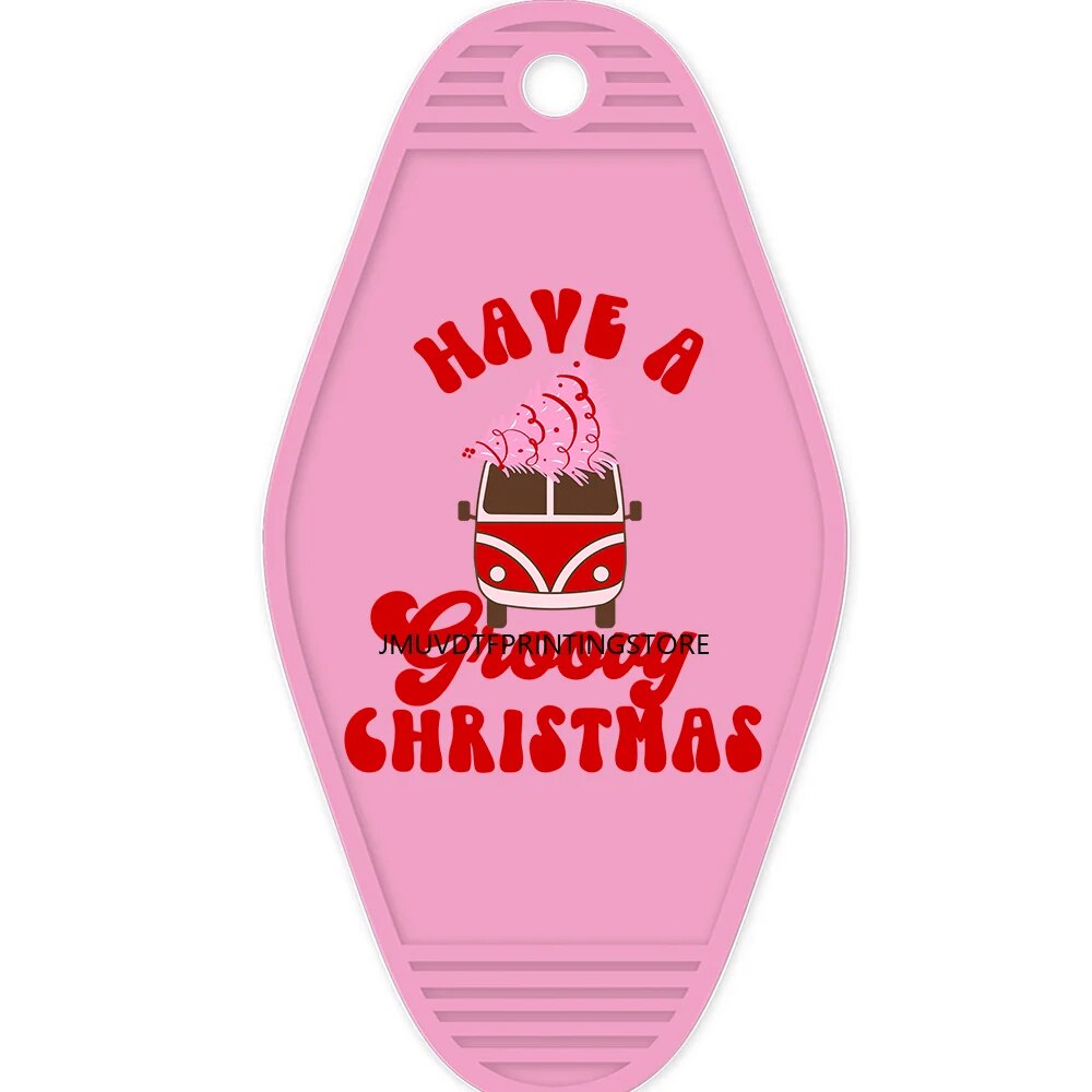 Merry And Bright Christmas Crew High Quality WaterProof UV DTF Sticker For Motel Hotel Keychian Christmas Season Designs