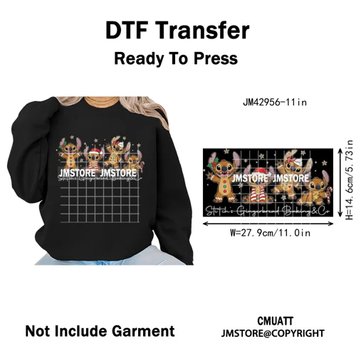Cartoon Holiday Mouse Gingerbread Baking Christmas Tis The Season Iron on DTF Heat Transfers Stickers Ready to Press for Clothes