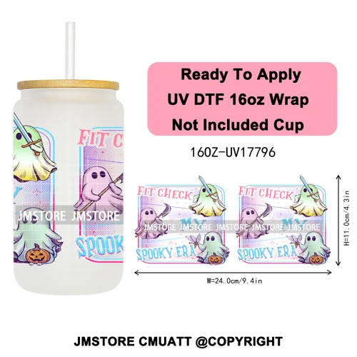 Kpop Halloween Spooky Ghosts Anime Lover 16OZ UV DTF Cup Wraps Ready To Apply Waterproof Transfer Stickers For Libbey Glass Can
