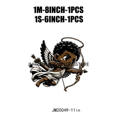 Lovely African American Black Cupids Valentine Praying Angels Boys Girls Religious Iron On DTF Transfers Stickers For Clothes